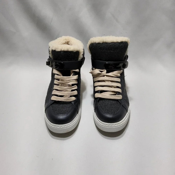 Coach Richmond Women's Sneakers Fleece Lined Gray size 7B  High top wool Leather - Picture 11 of 11